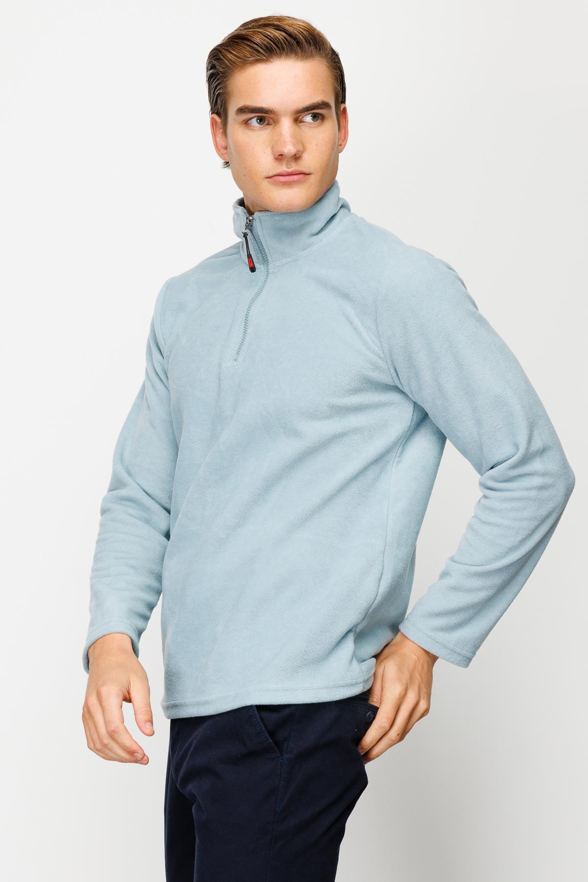 Mavi Erkek Yarım Fermuar Polar Sweatshirt Dik Yaka Model