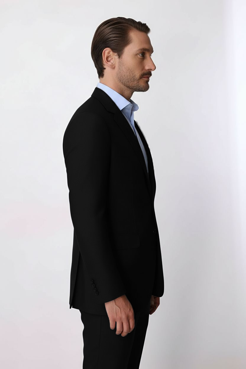 Erkek Siyah Regular Fit Klasik Takım Elbise