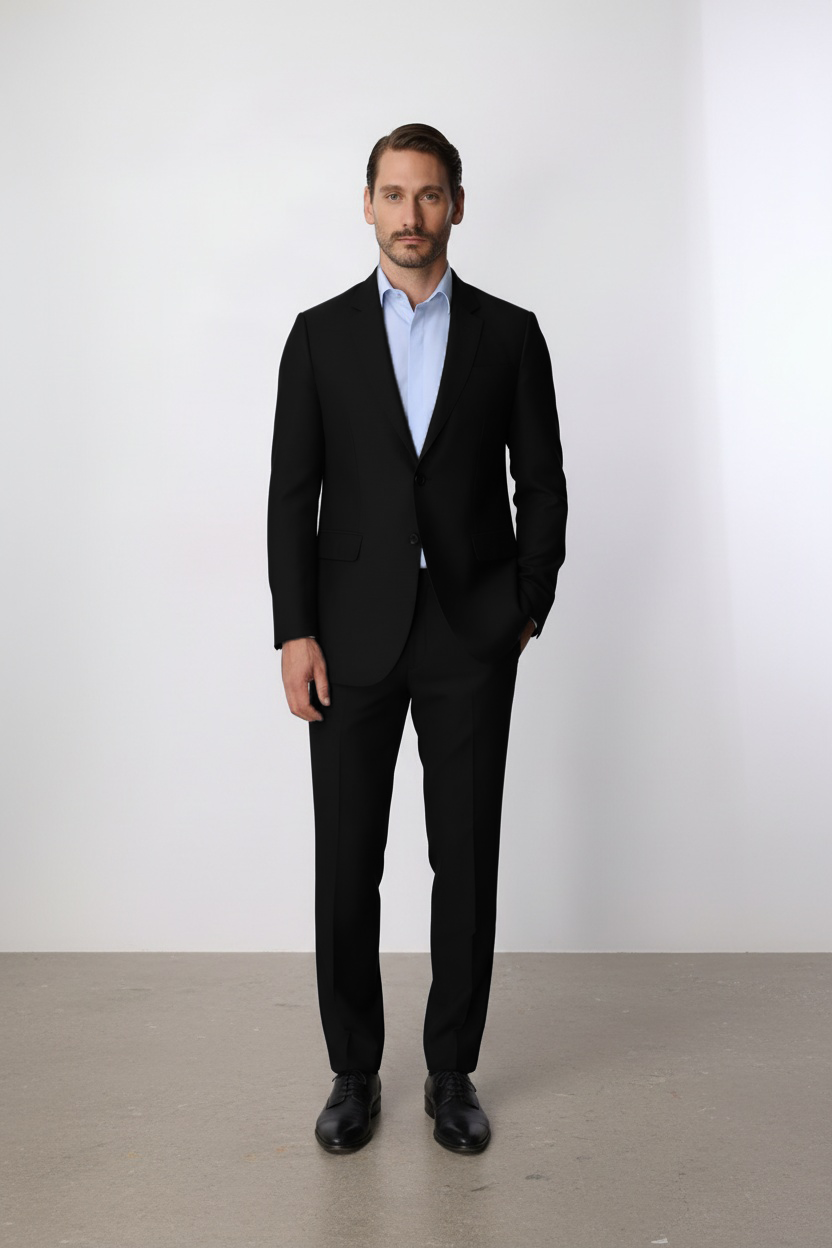 Erkek Siyah Regular Fit Klasik Takım Elbise