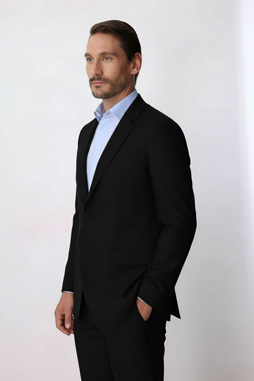 Erkek Siyah Regular Fit Klasik Takım Elbise