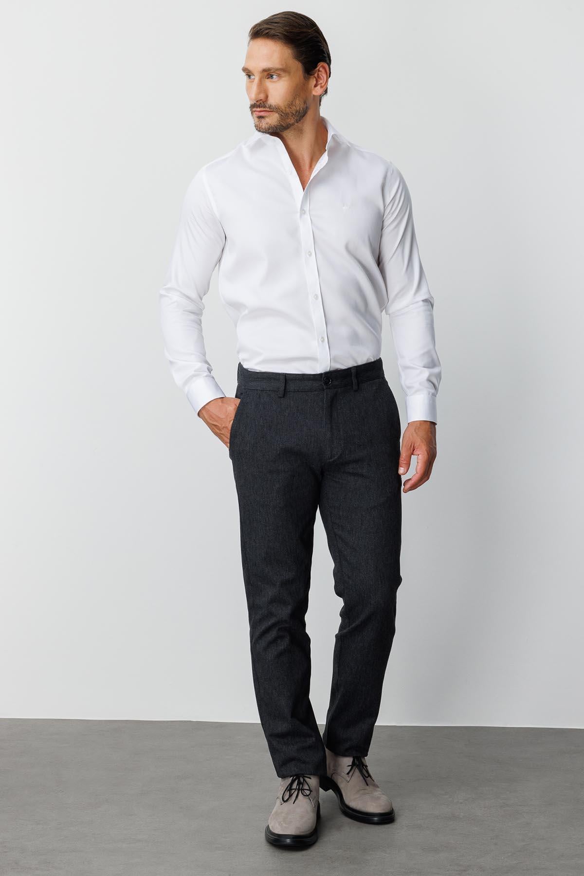 Erkek Siyah Pamuklu Regular Fit Pantolon – Rahat Kalıp Günlük