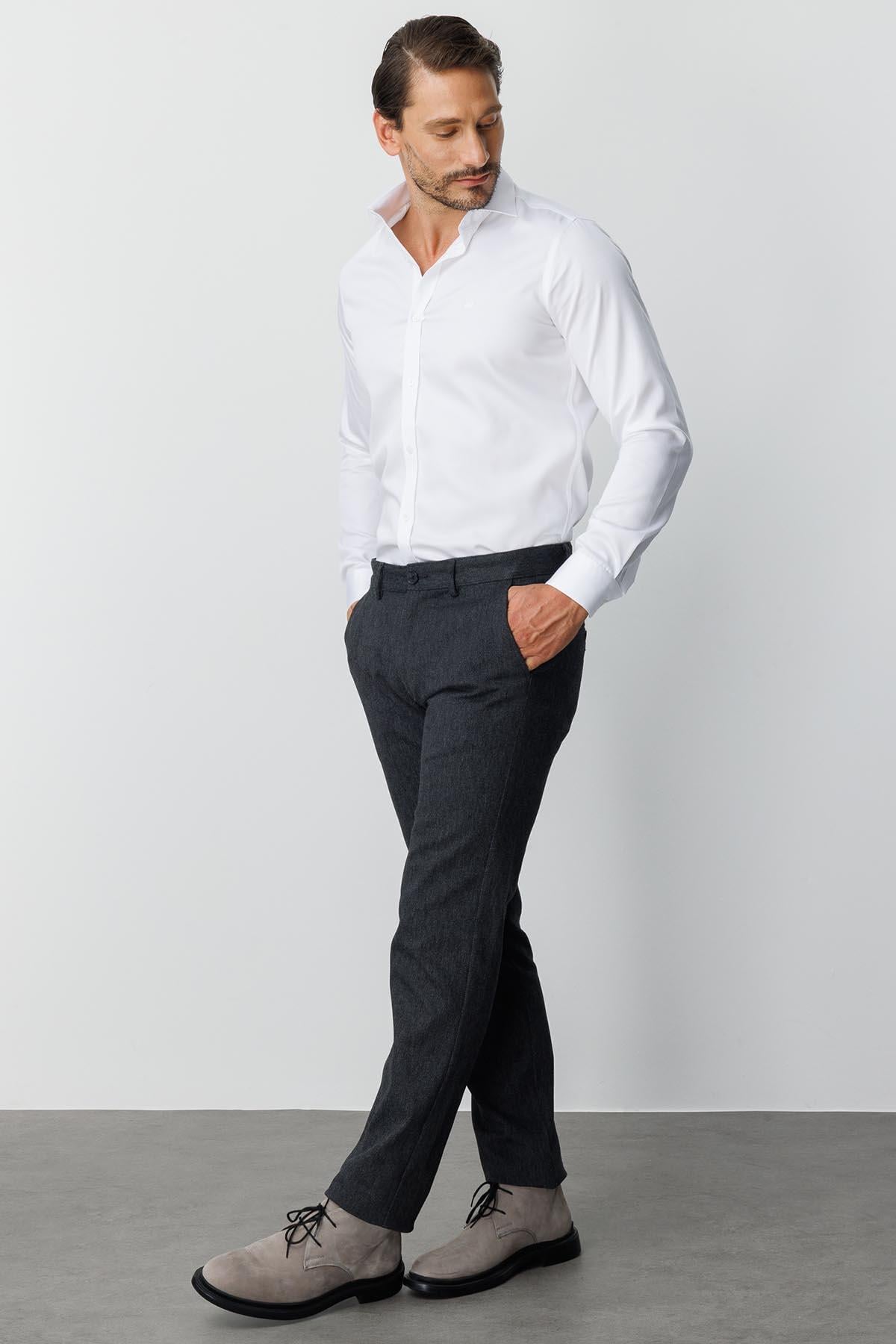 Erkek Siyah Pamuklu Regular Fit Pantolon – Rahat Kalıp Günlük