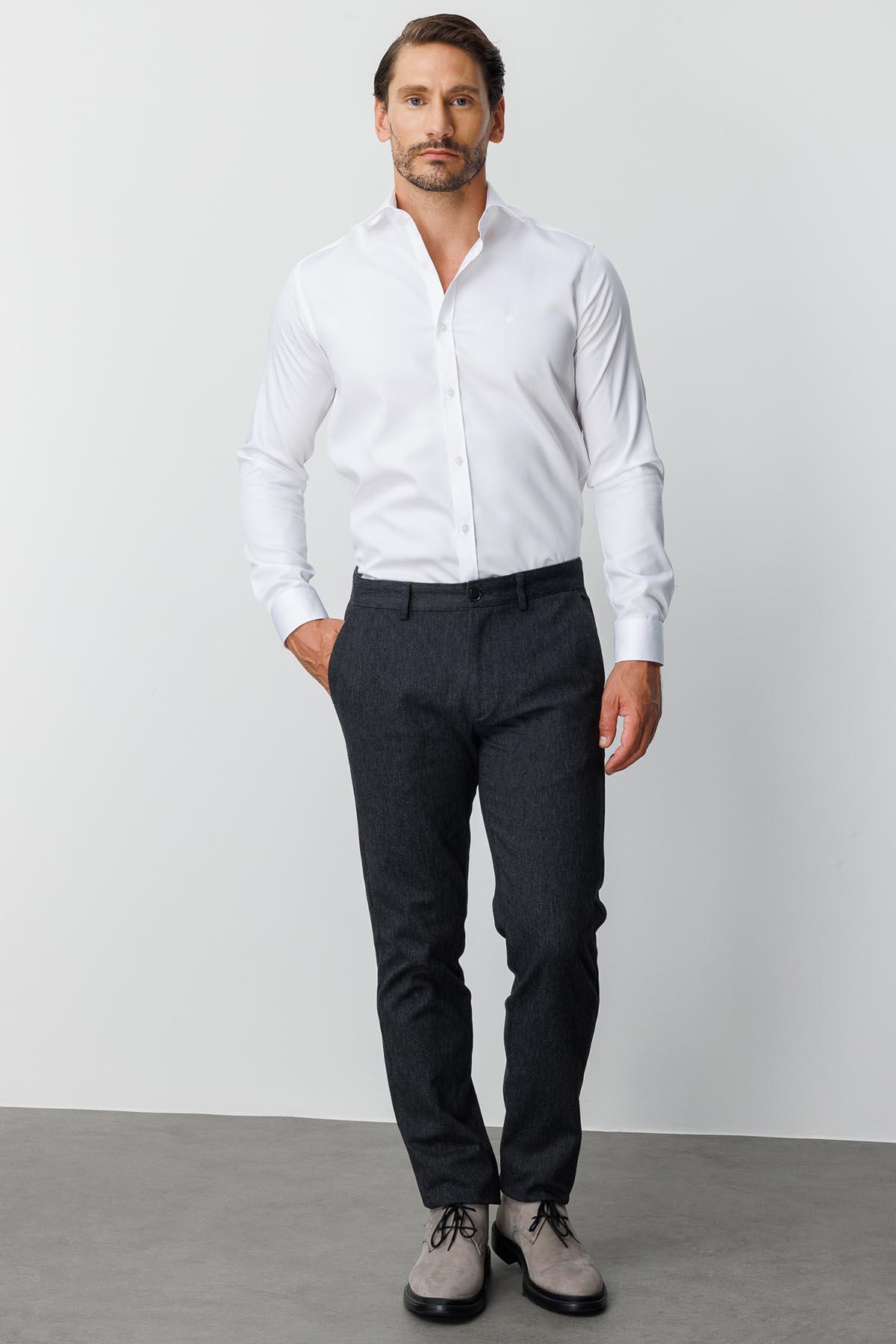 Erkek Siyah Pamuklu Regular Fit Pantolon – Rahat Kalıp Günlük