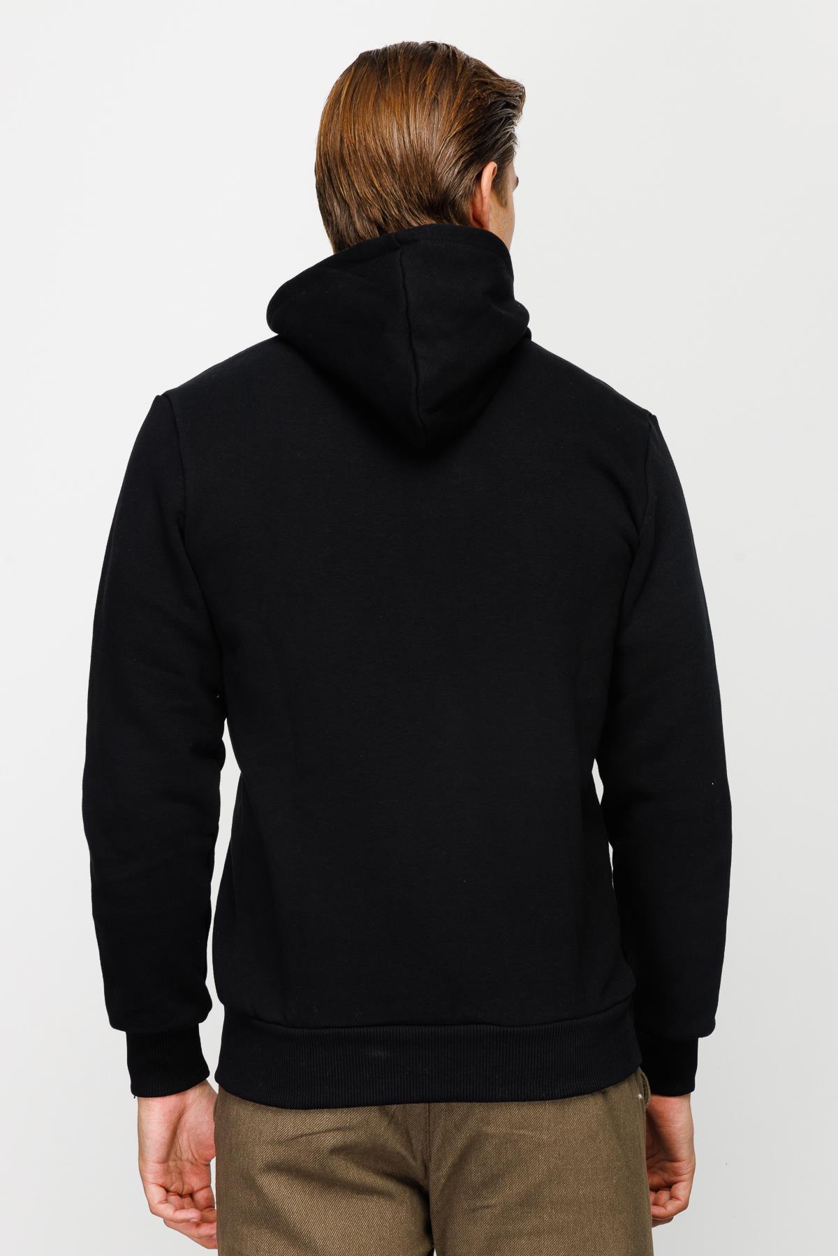 Erkek Siyah  Kapşonlu Sweatshirt