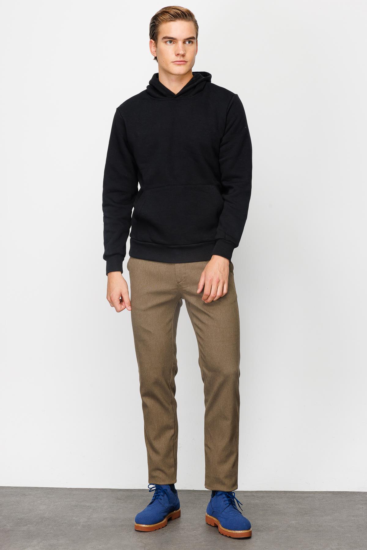 Erkek Siyah  Kapşonlu Sweatshirt