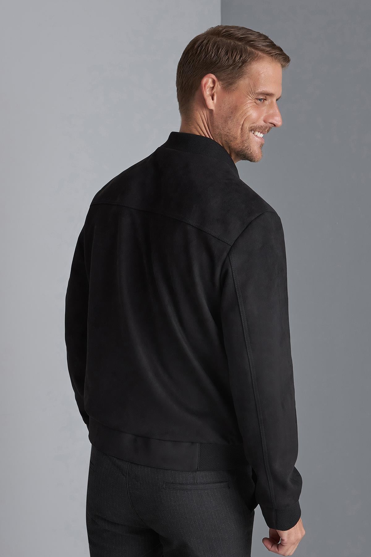Siyah Erkek Kısa Kaban Fermuarlı Dik Yaka Modern Model