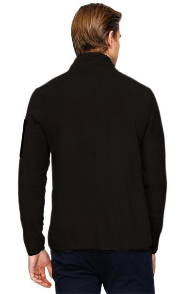 Siyah Erkek Polar Sweatshirt Tam Fermuarlı Dik Yaka Model