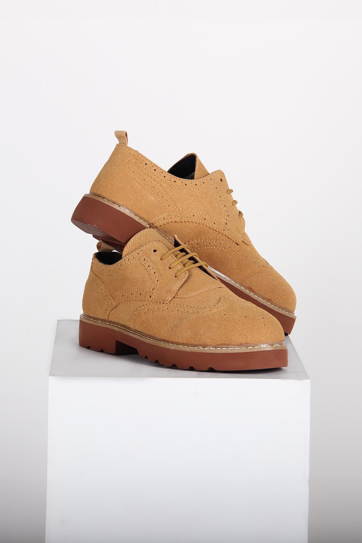 Taba Süet Görünümlü Kalın Taban Günlük Erkek Ayakkabı