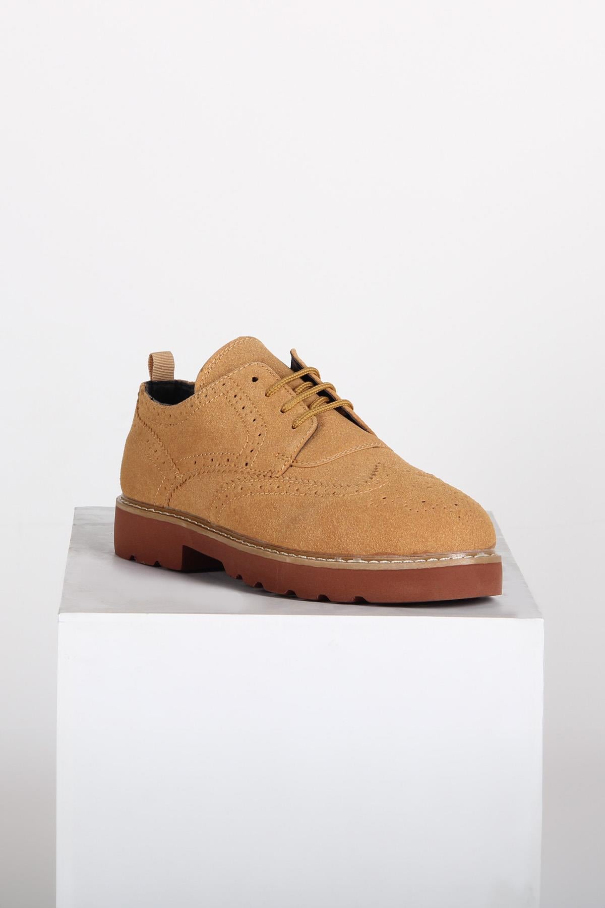 Taba Süet Görünümlü Kalın Taban Günlük Erkek Ayakkabı