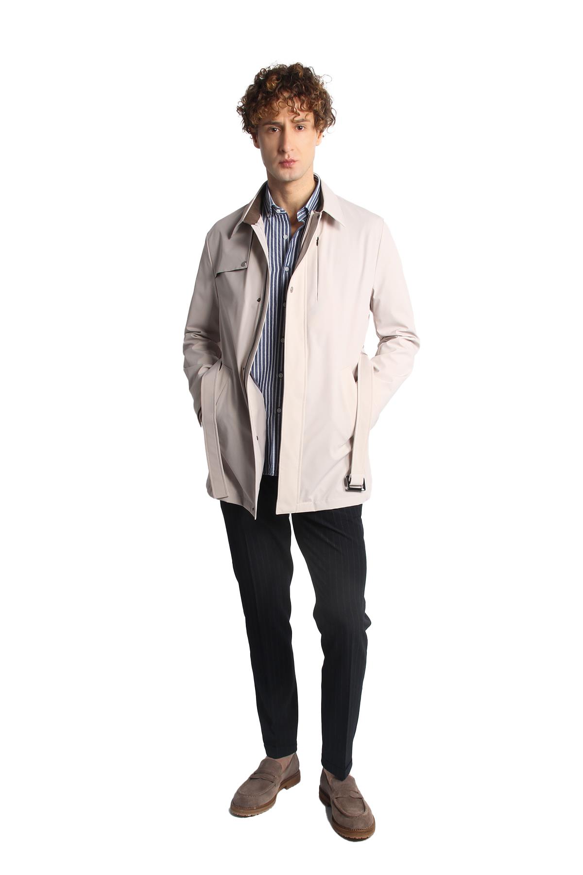 Taş Regular Fit Standart Kalıp Gömlek Yaka Polyester Trenç