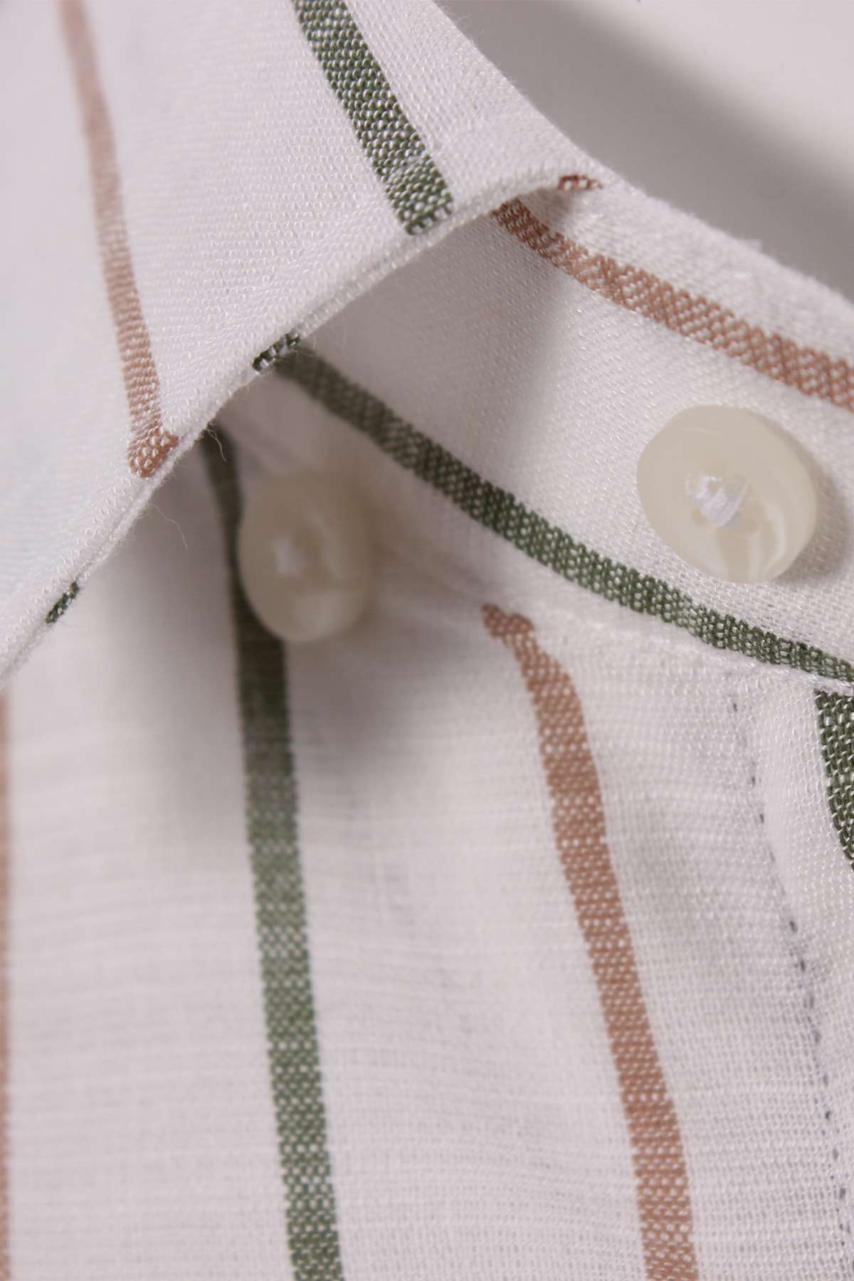  Yeşil İnce Çizgili Dynamic Fit Uzun Kollu Gömlek