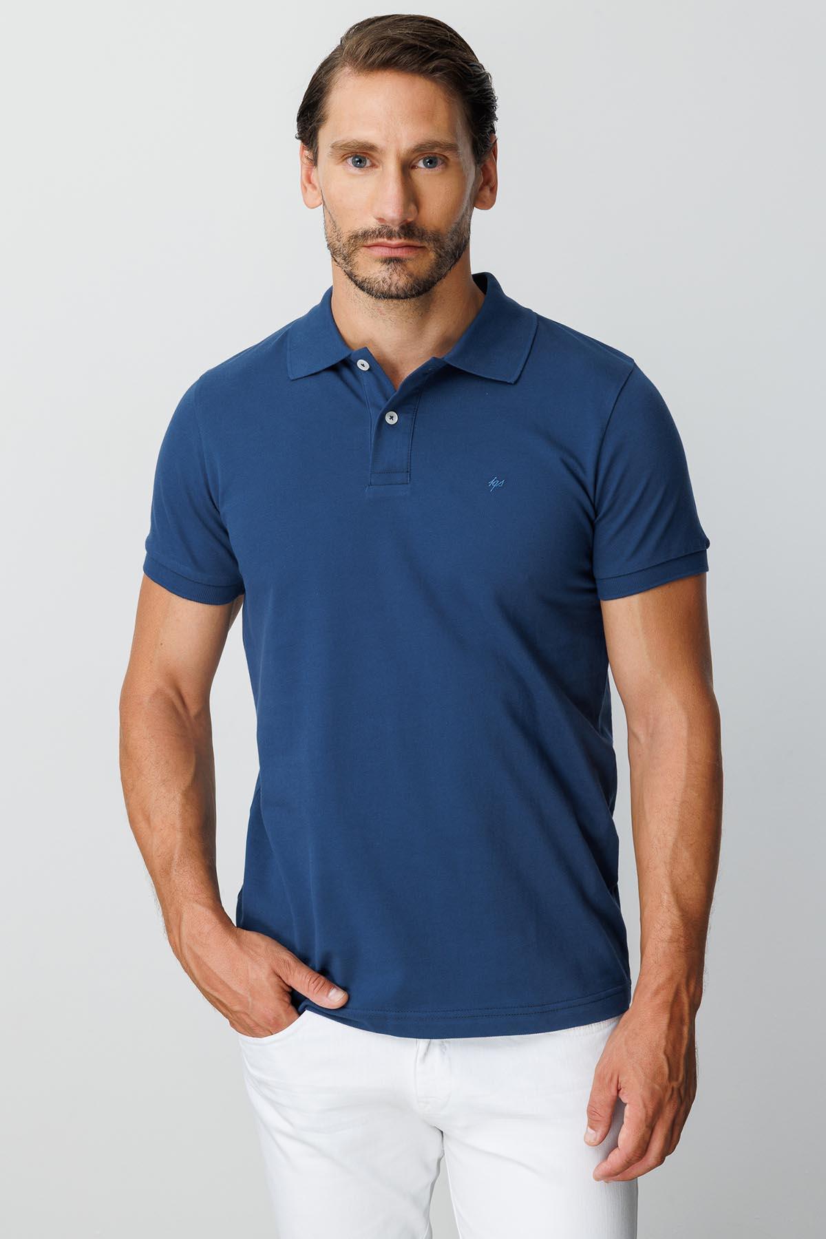 Marin Modern Fit Dar Kalıp Polo Yaka Düz Kısa Kollu %100 Pamuk Tişört