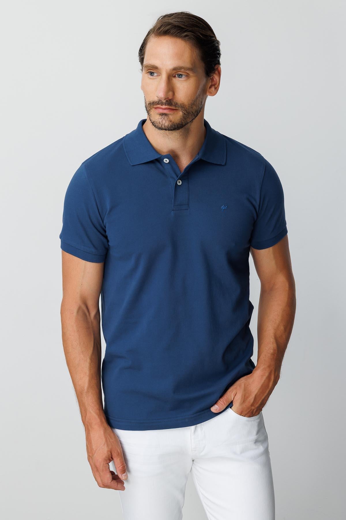Marin Modern Fit Dar Kalıp Polo Yaka Düz Kısa Kollu %100 Pamuk Tişört