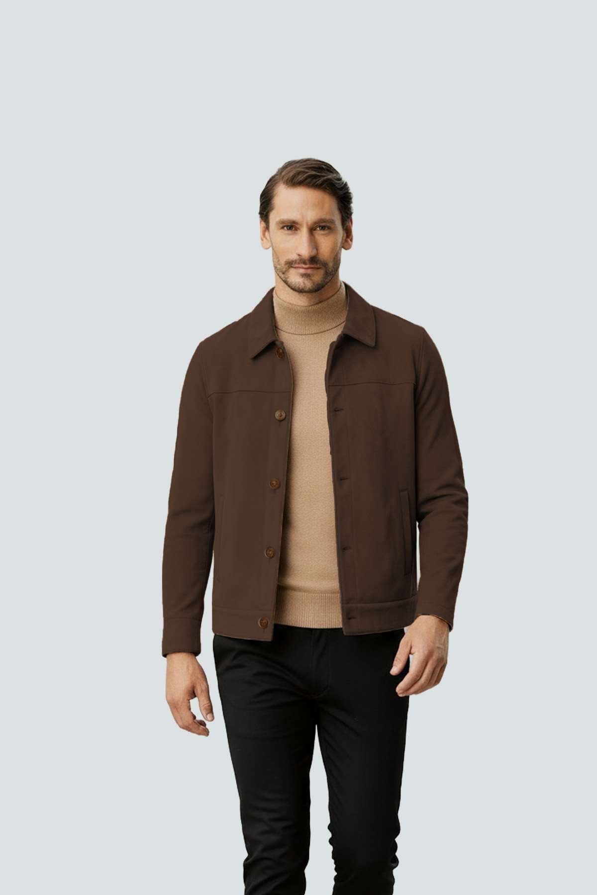 Kahverengi Süet Görünümlü Erkek Mont | Modern Şehir Stili
