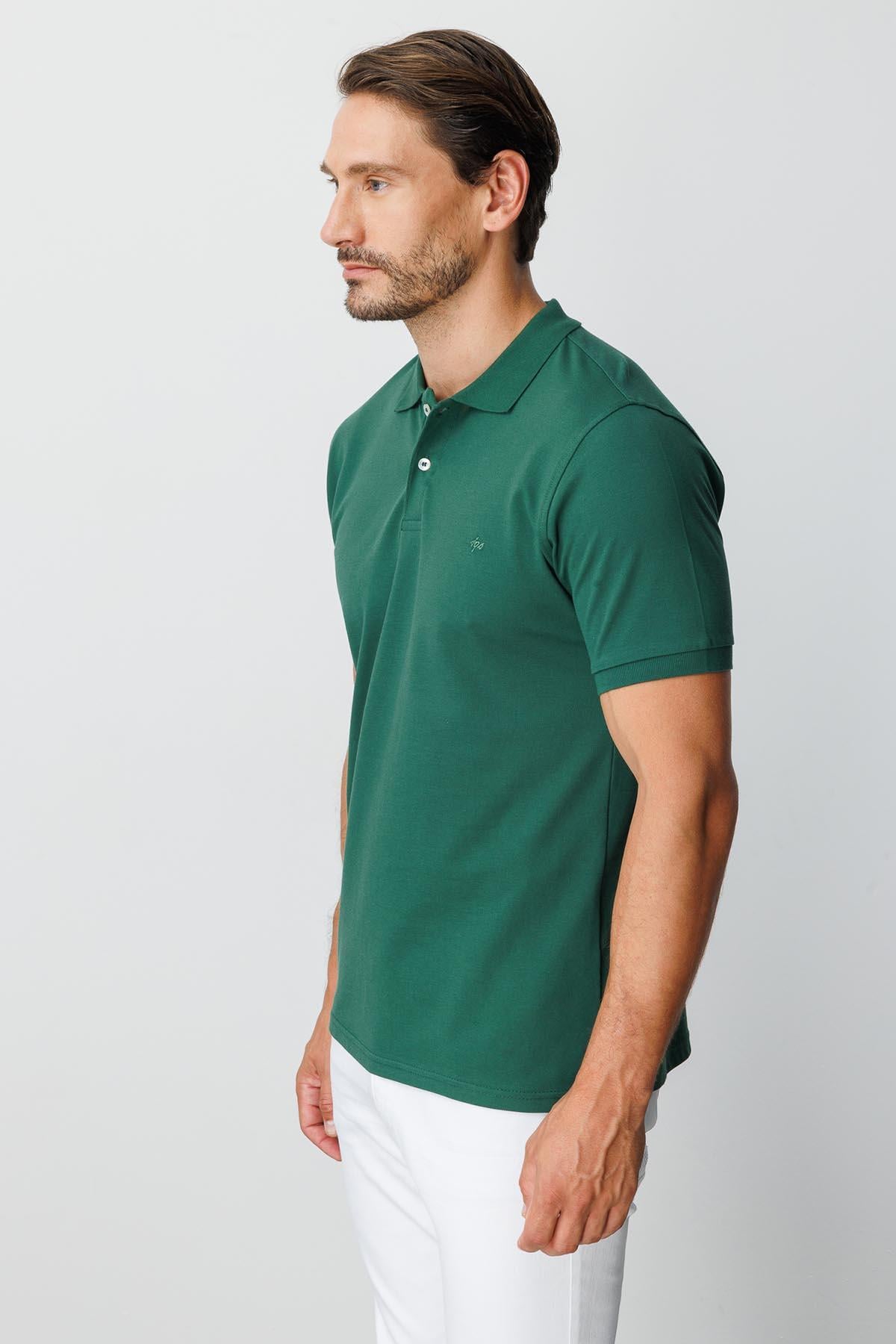 Nefti Modern Fit Dar Kalıp Polo Yaka Düz Kısa Kollu %100 Pamuk Tişört