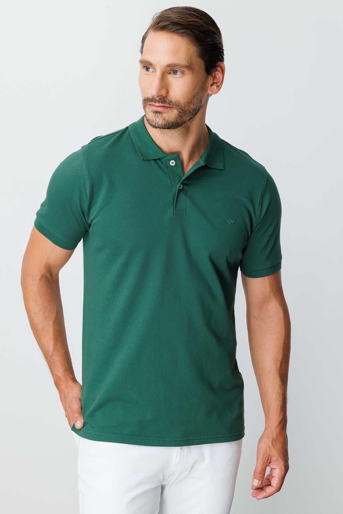 Nefti Modern Fit Dar Kalıp Polo Yaka Düz Kısa Kollu %100 Pamuk Tişört