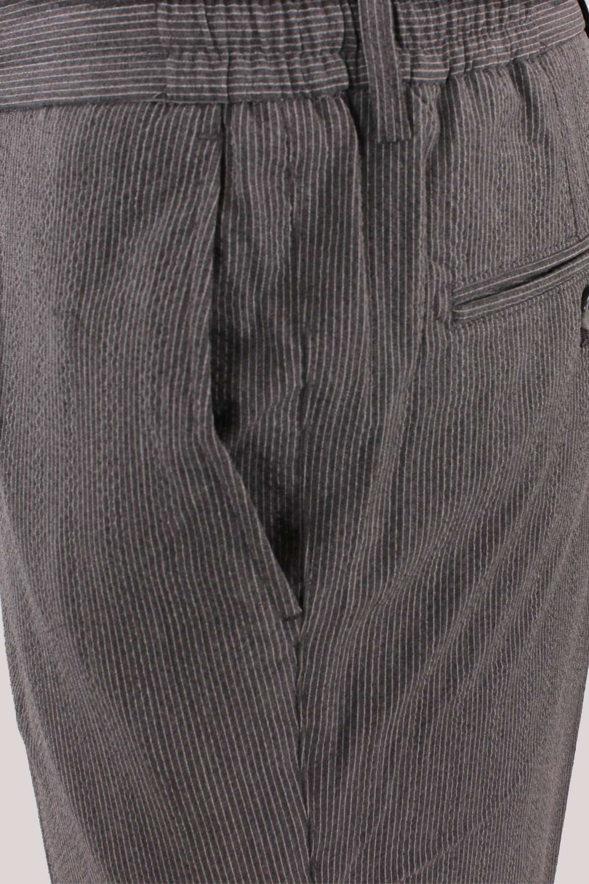 Erkek Koyu Gri Bağcıklı Smart Casual Dynamic Fit Pantolon