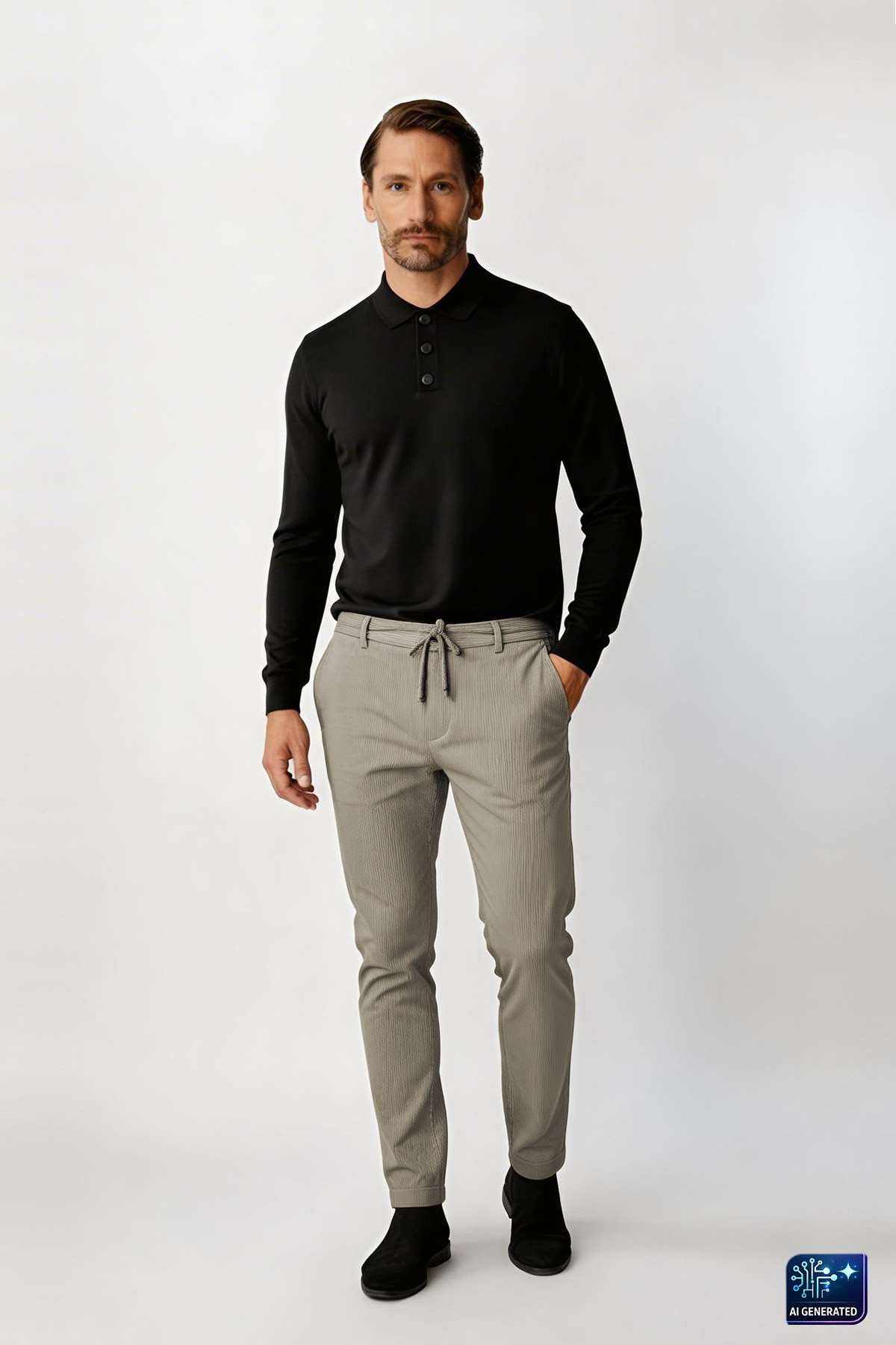 Gri Dynamic Fit Lastikli İpli Erkek Pantolon | Konforlu Smart Casual