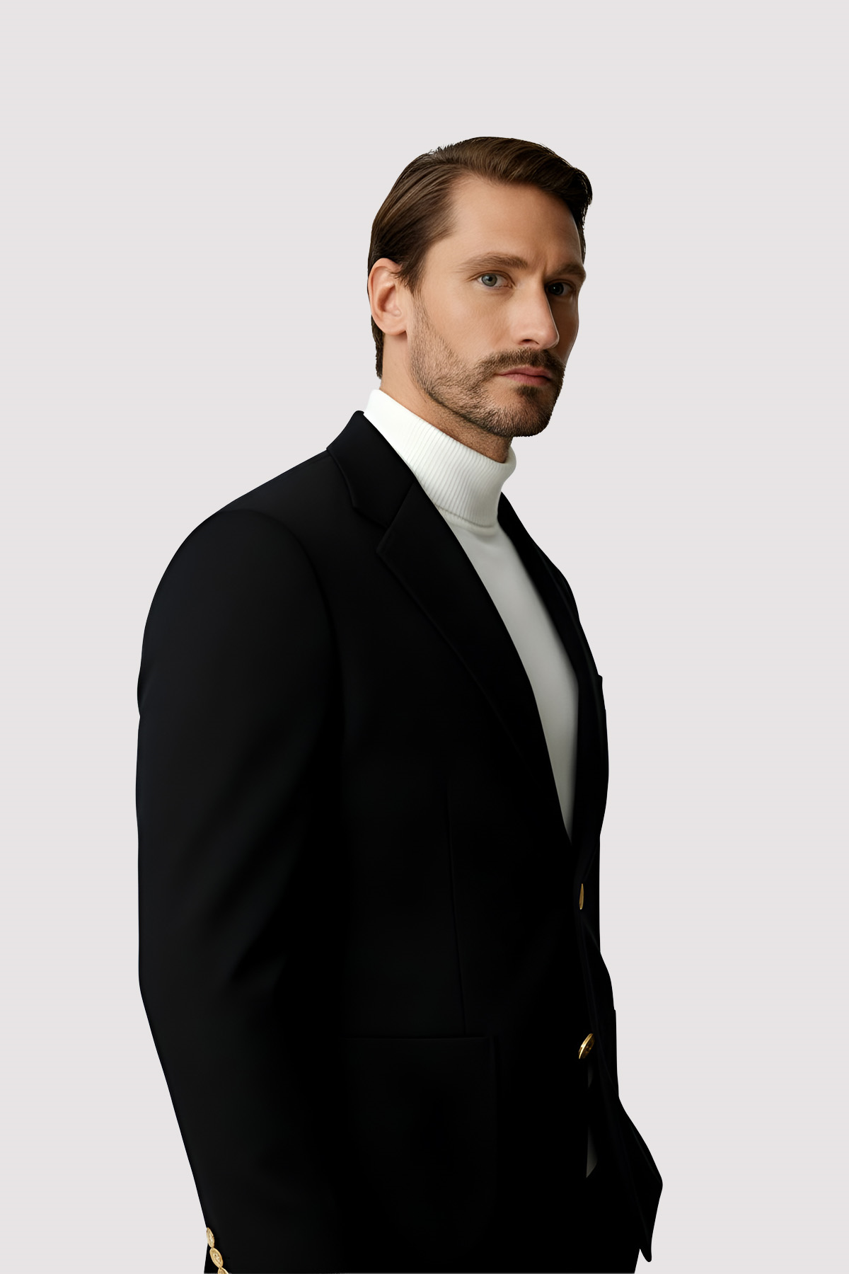 Siyah Mono Yaka Slim Fit Dar Kalıp Erkek Ceket
