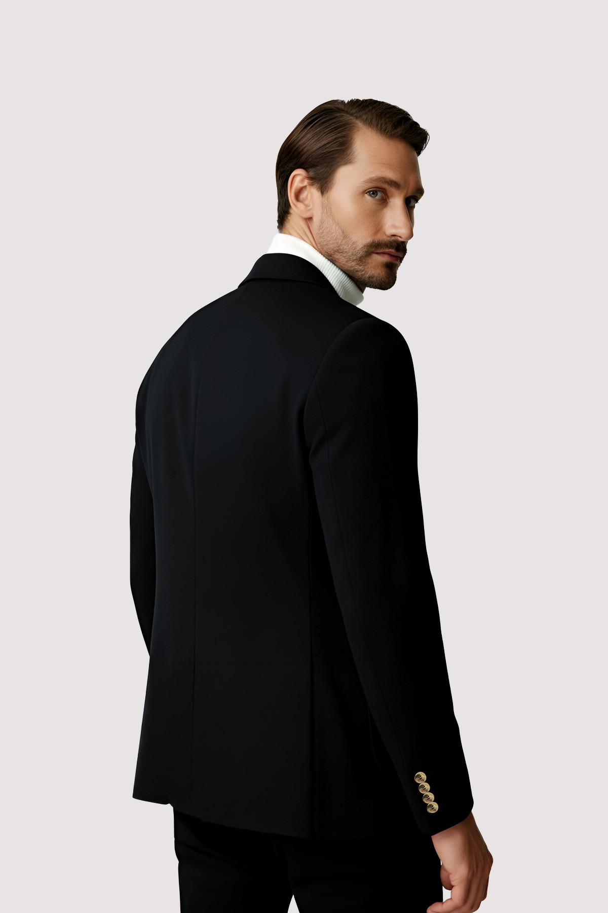 Siyah Mono Yaka Slim Fit Dar Kalıp Erkek Ceket