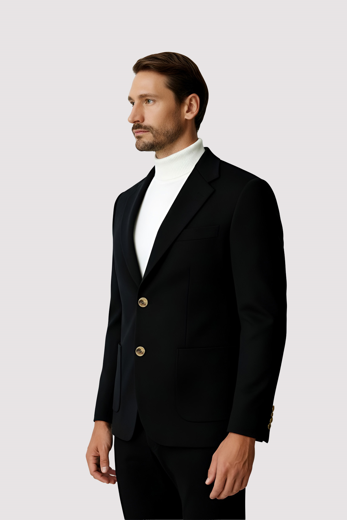 Siyah Mono Yaka Slim Fit Dar Kalıp Erkek Ceket