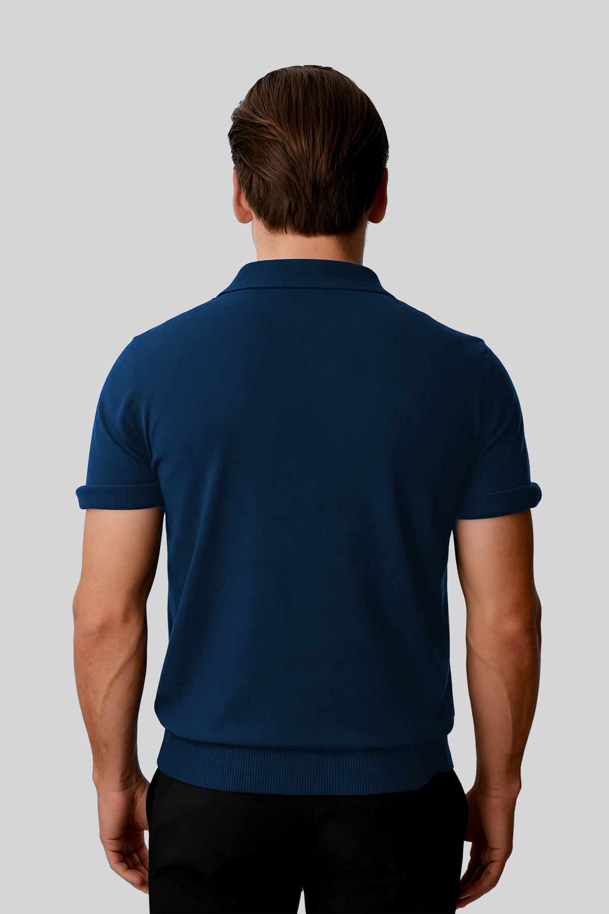 Erkek Saks Slim Fit Dar Kalıp Polo Yaka Düz Kısa Kollu Triko Tişört
