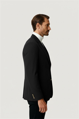 Antrasit Mono Yaka Slim Fit Dar Kalıp Erkek Ceket