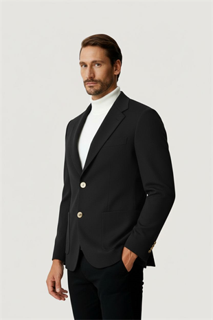 Antrasit Mono Yaka Slim Fit Dar Kalıp Erkek Ceket