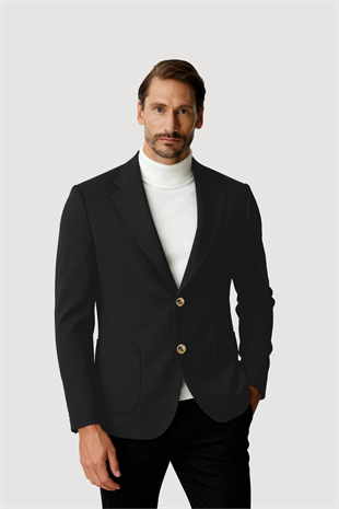 Antrasit Mono Yaka Slim Fit Dar Kalıp Erkek Ceket
