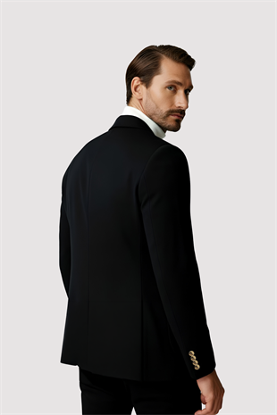 Lacivert Mono Yaka Slim Fit Dar Kalıp Erkek Ceket