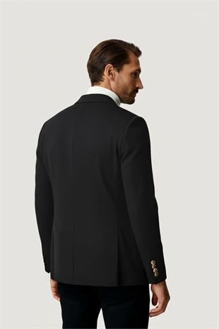 Antrasit Mono Yaka Slim Fit Dar Kalıp Erkek Ceket