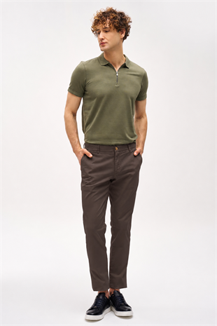 Erkek Kahve Pamuklu Dynamic Fit Pantolon
