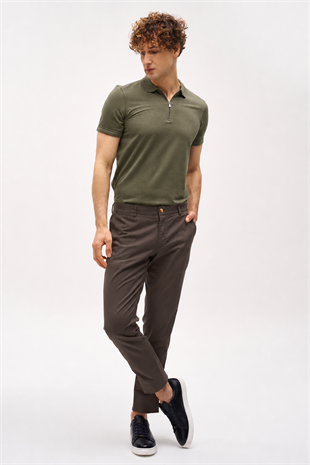 Erkek Kahve Pamuklu Dynamic Fit Pantolon