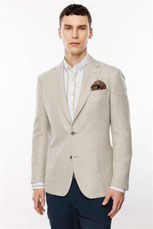 Erkek Bej Regularfit / Rahat Kalıp Geniş Mono Ceket