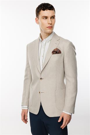 Erkek Bej Regularfit / Rahat Kalıp Geniş Mono Ceket