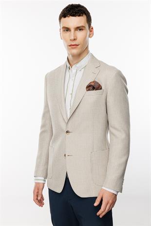 Erkek Bej Regularfit / Rahat Kalıp Geniş Mono Ceket