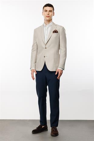 Erkek Bej Regularfit / Rahat Kalıp Geniş Mono Ceket