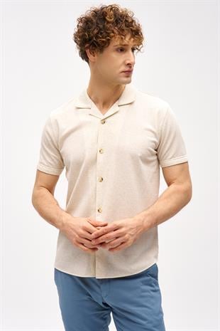 Erkek Bej  Apaç Yaka Gömlek