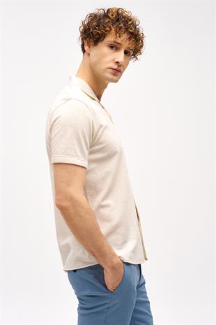 Erkek Bej  Apaç Yaka Gömlek