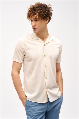 Erkek Bej  Apaç Yaka Gömlek