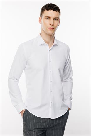 Erkek Beyaz Slim Fit / Dar Kalıp İtalyan Gömlek