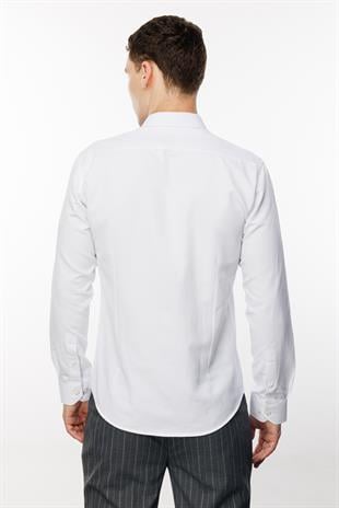 Erkek Beyaz Slim Fit / Dar Kalıp İtalyan Gömlek