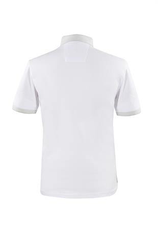 Beyaz Slim Fit Dar Kalıp Düğmeli Polo Yaka Düz Kısa Kollu Pamuklu Tişört