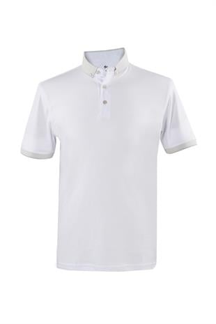 Beyaz Slim Fit Dar Kalıp Düğmeli Polo Yaka Düz Kısa Kollu Pamuklu Tişört