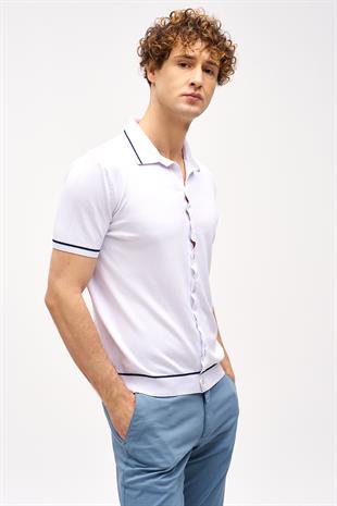 ERKEK BEYAZ STANDART POLO YAKA TRİKO KISA KOL