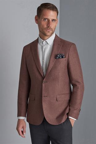 Erkek Bordo Slim Fit / Dar Kalıp Mono Yaka Ceket