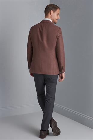 Erkek Bordo Slim Fit / Dar Kalıp Mono Yaka Ceket