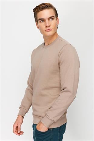 Erkek Camel  Bisiklet Yaka Sweatshirt