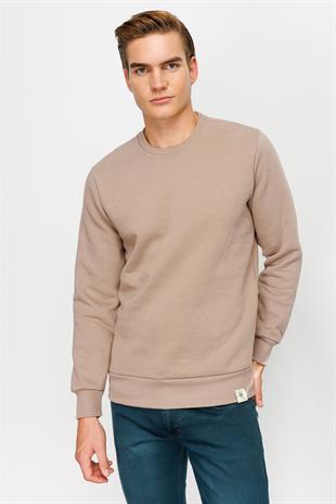 Erkek Camel  Bisiklet Yaka Sweatshirt