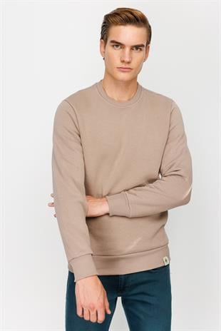 Erkek Camel  Bisiklet Yaka Sweatshirt
